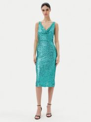 Rinascimento Sukienka koktajlowa CFC0123778003 Zielony Regular Fit. Zielone sukienki damskie Rinascimento, bez wzorów, z syntetyku, wizytowe, bez ramiączek. Za 349.99 zł.