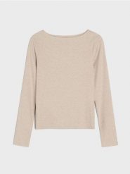 Koszulka z długim rękawem - beżowy. Brązowe koszulki damskie Sinsay, l, bez wzorów, bez kołnierzyka, bez ramiączek. Za 25.99 zł.