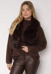 Brązowa Kamizelka Futerko z Szerokim Kołnierzem i Kieszeniami Nettisa. Brązowe kamizelki damskie Born2be, s, bez wzorów, z dzianiny, bez kaptura. Za 139.99 zł.