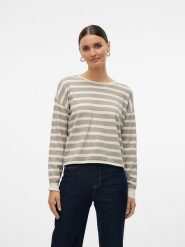 Vero Moda Sweter w kolorze beżowo-kremowym rozmiar: L. Brązowe swetry klasyczne damskie Vero Moda, l, ze splotem, bez kołnierzyka. Za 79.03 zł.