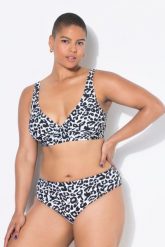Damskie Figi od bikini wysoki stan wzór w panterkę. Białe figi Ulla Popken, bez wzorów, z elastanu. Za 91.99 zł.