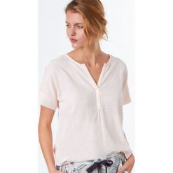 Etam - Bluzka piżamowa Ronda. Szare piżamy damskie Etam, z bawełny, z krótkim rękawem. W wyprzedaży za 59.90 zł.