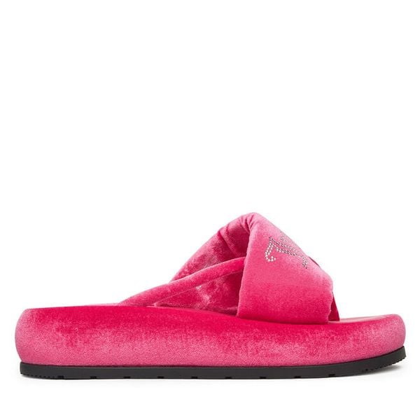 Japonki Juicy Couture. Czerwone klapki damskie Juicy Couture, bez wzorów, bez obcasa, bez zapięcia. Za 159.99 zł.