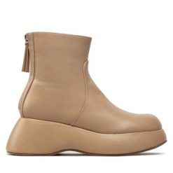 Botki DeeZee. Brązowe botki damskie DeeZee, bez obcasa, na koturnie, bez zapięcia. Za 219.99 zł.