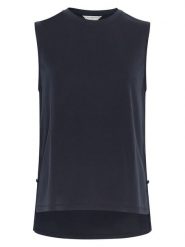 MOSS COPENHAGEN Bluzka "Nika" w kolorze granatowym rozmiar: S/M. Niebieskie bluzki damskie Moss Copenhagen, m, bez wzorów, bez kołnierzyka, bez ramiączek. Za 126.15 zł.