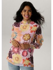 Aniston Bluzka w kolorze jasnoróżowym ze wzorem rozmiar: 40. Różowe bluzki damskie Aniston, bez wzorów, bez kołnierzyka, bez ramiączek. Za 95.92 zł.