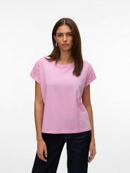 Vero Moda Koszulka w kolorze jasnoróżowym rozmiar: M. Różowe bluzki damskie Vero Moda, m, bez wzorów, z bawełny, bez kołnierzyka, bez ramiączek. Za 52.67 zł.