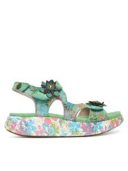 Laura Vita Sandały Nikito 03 Turkusowy. Niebieskie sandały damskie LAURA VITA, bez wzorów, ze skóry, bez obcasa, na płaskiej podeszwie, bez zapięcia. Za 459.99 zł.