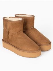 ISLAND BOOT Botki zimowe "Stela" w kolorze jasnobrązowym rozmiar: 41. Brązowe botki damskie Island Boot, na zimę, bez obcasa, bez zapięcia. Za 136.89 zł.