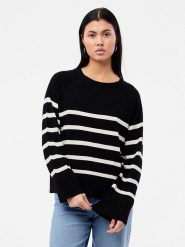 Pieces Sweter "Sia" w kolorze czarno-białym rozmiar: S. Czarne swetry klasyczne damskie Pieces, s, z wiskozy, bez kołnierzyka. Za 57.06 zł.