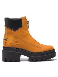 Timberland Botki Everleigh Boot Front Zip TB0A5YHM2311 Brązowy. Brązowe botki damskie Timberland, z nubiku, bez obcasa, na słupku, bez zapięcia. Za 999.99 zł.