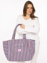 Zwillingsherz Shopper bag w kolorze niebiesko-beżowym rozmiar: onesize. Brązowe shopper bag Zwillingsherz, bez wzorów, z materiału, na ramię, bez dodatków. Za 104.99 zł.