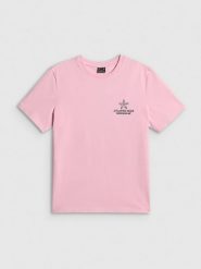 4F T-shirt relaxed z nadrukiem damski - różowy XS. Czerwone koszulki sportowe damskie 4F, xs, bez wzorów, z bawełny, bez ramiączek. Za 69.99 zł.