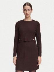 Morgan Sukienka dzianinowa 252-RMILOW Brązowy ciemny Slim Fit. Brązowe sukienki damskie Morgan, bez wzorów, z dzianiny, bez ramiączek. Za 459.99 zł.