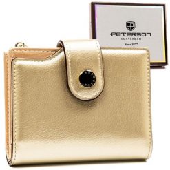 Portfel damski Peterson PTN 012-HRH złoty. Żółte portfele damskie Peterson, bez wzorów, ze skóry ekologicznej. Za 54.00 zł.