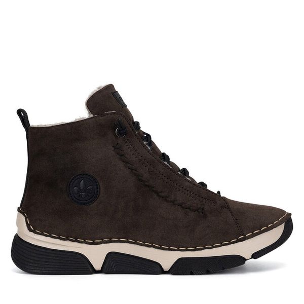 Botki Rieker. Czarne botki damskie Rieker, bez obcasa, na płaskiej podeszwie, bez zapięcia. Za 389.99 zł.