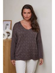 Curvy Lady Sweter w kolorze ciemnobrązowym rozmiar: 44/46. Brązowe swetry klasyczne damskie Curvy Lady, ze splotem, bez kołnierzyka. Za 127.65 zł.