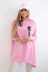 Bluza oversize z asymetrycznymi bokami jasno różowa. Czerwone bluzy damskie KESI, l, bez wzorów, z bawełny, bez kaptura. Za 209.11 zł.