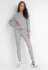 Szara Bluza Sotear. Szare bluzy damskie Born2be, na zimę, l, bez wzorów, z dzianiny, bez kaptura. Za 34.99 zł.