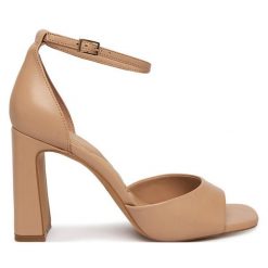 Sandały Aldo. Brązowe kozaki damskie ALDO, bez obcasa, na słupku, bez zapięcia. Za 419.99 zł.