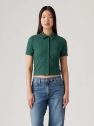 Levi's Koszulka polo w kolorze zielonym rozmiar: M. Zielone bluzki damskie Levi's, m, bez wzorów, bez kołnierzyka, bez ramiączek. Za 92.21 zł.