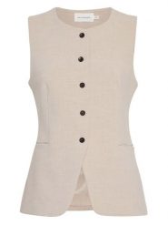 MOSS COPENHAGEN Kamizelka "Mirabelle Michelle" w kolorze beżowym rozmiar: M/L. Brązowe kamizelki damskie Moss Copenhagen, l, bez wzorów, bez kaptura. Za 195.99 zł.