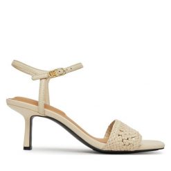 Sandały Tommy Hilfiger. Brązowe sandały damskie Tommy Hilfiger, bez wzorów, bez obcasa, na szpilce, bez zapięcia. Za 349.99 zł.
