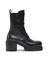 PINKO Trzewiki Honneger Anfibio AI 23-24 BLKS1 102330 A0NY Czarny. Czarne botki damskie Pinko, ze skóry, bez obcasa, na słupku, bez zapięcia. Za 1,169.00 zł.