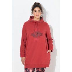 Damskie Długa bluza z kapturem oversize kaptur długi rękaw. Czerwone bluzy damskie Ulla Popken, plus size, bez wzorów, z bawełny, z kapturem. Za 239.99 zł.
