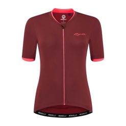 Koszulka rowerowa damska Rogelli ESSENTIAL z krótkim rękawem. Czerwone koszulki damskie Rogelli, m, bez wzorów, bez kołnierzyka, bez ramiączek. Za 223.00 zł.