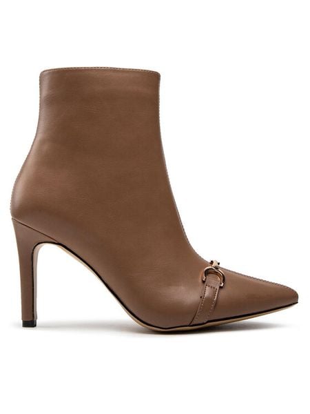 DeeZee Botki ZALMM220171 Brązowy. Brązowe botki damskie DeeZee, ze skóry, bez obcasa, na szpilce, bez zapięcia. Za 119.99 zł.