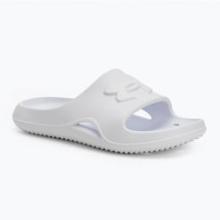 Klapki damskie Under Armour Locker V Slide white/white/white. Białe klapki damskie Under Armour, bez wzorów, bez obcasa, bez zapięcia. Za 79.99 zł.