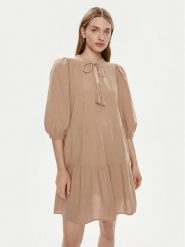 Vero Moda Sukienka letnia Pretty 10279712 Beżowy Regular Fit. Brązowe sukienki damskie Vero Moda, bez wzorów, z bawełny, bez ramiączek. Za 99.99 zł.