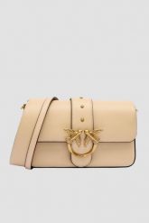 PINKO Beżowa kopertówka Love One Mini Slouchy FL Vitello Morbido. Brązowe torebki wieczorowe damskie Pinko, bez wzorów, ze skóry, bez dodatków. W wyprzedaży za 919.99 zł.