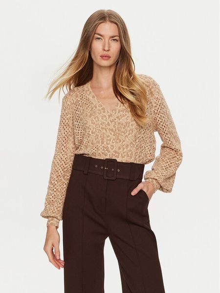 TWINSET Kardigan 241TT3271 Beżowy Regular Fit. Brązowe kardigany damskie Twinset, xl, bez wzorów, z bawełny. Za 499.99 zł.