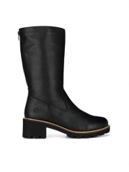 Remonte Kozaki D0A78-01 Czarny. Czarne kozaki damskie Remonte, ze skóry, bez obcasa, na słupku, bez zapięcia. Za 399.00 zł.