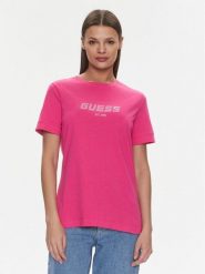 Guess T-Shirt Eleanora V4RI10 K8HM4 Różowy Regular Fit. Czerwone t-shirty damskie Guess, xxs, z aplikacjami, z bawełny, bez kołnierzyka. Za 169.99 zł.