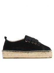 Manebi Espadryle Lace-Up Espadrilles K 1.0 E0 Czarny. Czarne espadryle damskie Manebi, bez wzorów, ze skóry, bez obcasa. Za 449.99 zł.