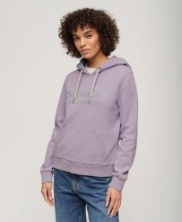 Bluza z kapturem z metalicznym logo Venue. Czerwone bluzy damskie Superdry, bez wzorów, z bawełny, z kapturem. Za 341.05 zł.