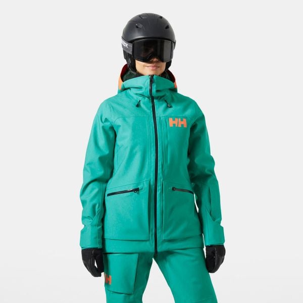 Damska kurtka turystyczna Helly Hansen Powderqueen 3.0. Zielone kurtki damskie Helly Hansen, na zimę, bez wzorów, bez kaptura. W wyprzedaży za 1,676.50 zł.