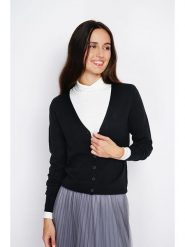 ASSUILI Kardigan w kolorze czarnym rozmiar: 34. Czarne kardigany damskie Assuili, bez wzorów, z kaszmiru. Za 122.38 zł.