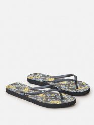 Rip Curl Japonki "Mixed Bloom" w kolorze błękitno-żółto-czarnym rozmiar: 37. Czarne klapki damskie Rip Curl, bez wzorów, z otwartym noskiem, bez obcasa, bez zapięcia. Za 57.06 zł.