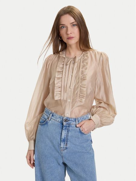 ViCOLO Bluzka TF0256 Beżowy Regular Fit. Brązowe bluzki damskie ViCOLO, m, bez wzorów, z syntetyku, bez kołnierzyka, bez ramiączek. Za 389.99 zł.