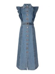 YAS Sukienka jeansowa Cawi 26037659 Niebieski Regular Fit. Niebieskie sukienki damskie YAS, bez wzorów, z bawełny, bez ramiączek. Za 599.99 zł.