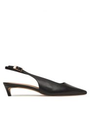 Tommy Hilfiger Czółenka Squared Toe Kitten Slingback FW0FW08711 Czarny. Czarne czółenka damskie Tommy Hilfiger, bez wzorów, ze skóry, bez obcasa. Za 379.99 zł.