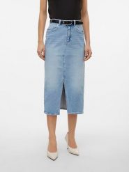 Vero Moda Spódnica dżinsowa w kolorze błękitnym rozmiar: L. Niebieskie spódnice damskie Vero Moda, na co dzień, l, z aplikacjami, z bawełny, midi. Za 153.71 zł.