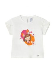 Mayoral T-Shirt 1079 Biały Regular Fit. Białe koszulki i t-shirty dziewczęce Mayoral, bez wzorów, z bawełny, bez kołnierzyka, bez ramiączek. Za 79.99 zł.