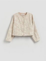 Jeansowa marynarka - złamana biel. Marynarki i żakiety damskie Reserved, l, bez wzorów, z bawełny. Za 159.99 zł.