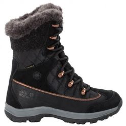 Buty do chodzenia damskie Jack Wolfskin Aspen High Texapore. Czarne obuwie sportowe damskie Jack Wolfskin, z materiału, za kostkę, bez zapięcia, trekkingowe. Za 736.00 zł.
