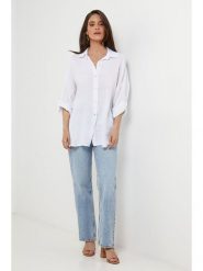 Lin Passion Lniana koszula w kolorze białym rozmiar: 36/38. Białe koszule damskie Lin Passion, bez wzorów, z koronki, klasyczne, bez kołnierzyka, bez ramiączek. Za 143.99 zł.